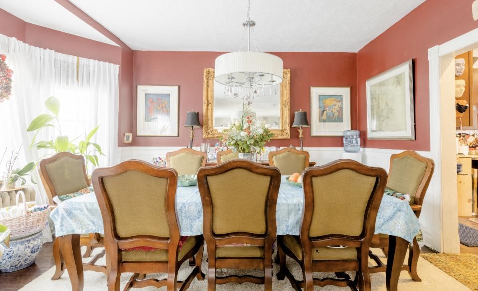 The formal dining space from the view of the head of the table