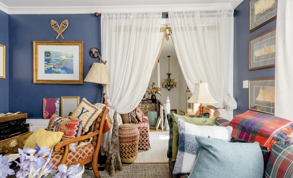 A view of the sitting area from the blue living room