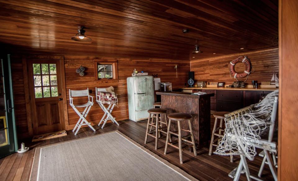 Inside the boathouse